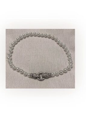 Classic White Pearl Necklace with Silver Accent Clasp